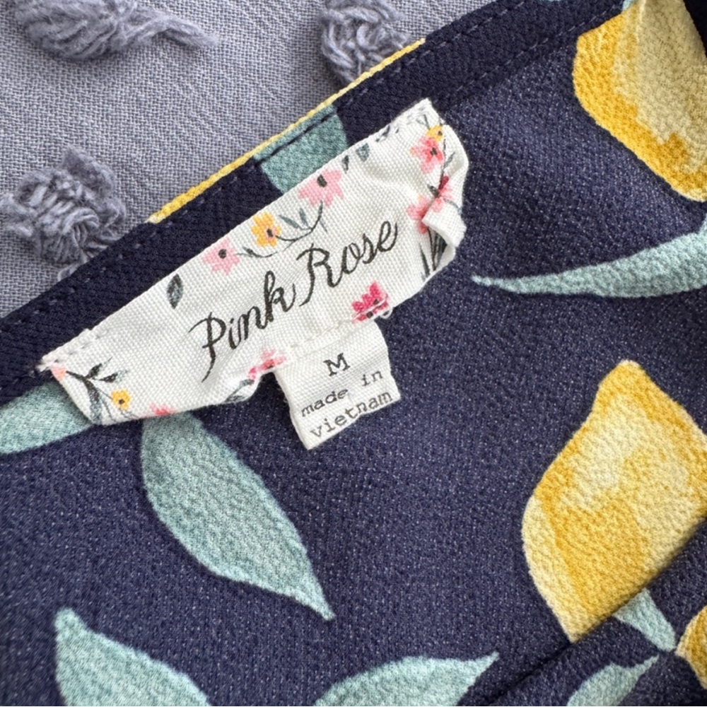 Pink Rose Lemon and Leaf Print Top - Picture 3 of 5